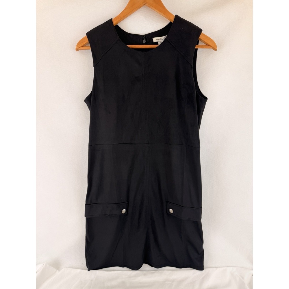 Simply Noelle Boutique Black Sleeveless Shift Dress Snap Pocket S/M NWT